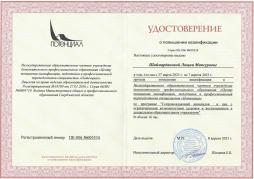 Удостоверение о повышении квалификации по программе "Сопровождающий инвалидов и лиц с ограниченными возможностями здоровья и воспитанников в дошкольном образовательном учреждении"